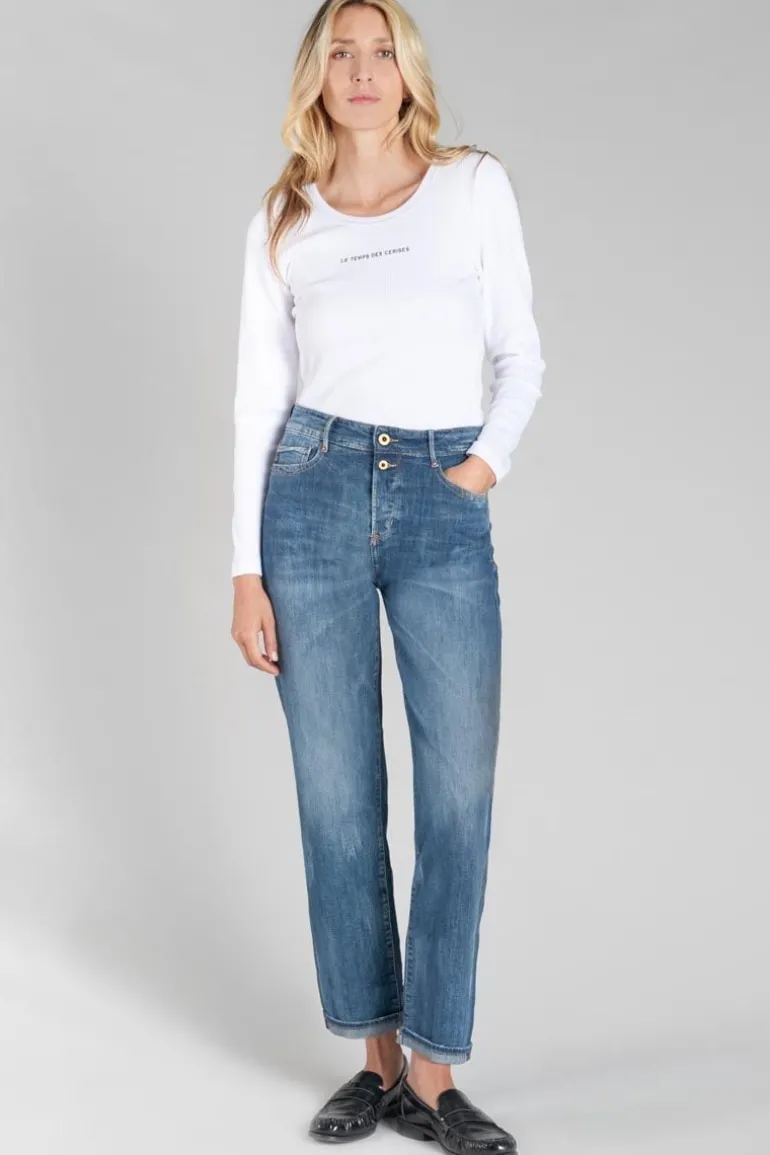 Le Temps des Cerises 400/18 Mom Regular Taille Haute 7/8Eme Jeans Bleu N°2-Femme Coupe Regular