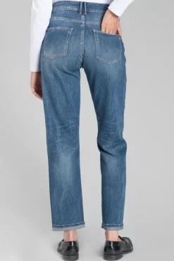 Le Temps des Cerises 400/18 Mom Regular Taille Haute 7/8Eme Jeans Bleu N°2-Femme Coupe Regular