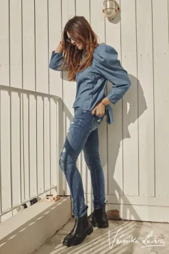 Le Temps des Cerises 300/16 Slim By Veronika Loubry Jeans Bleu N°3-Femme Coupe Slim