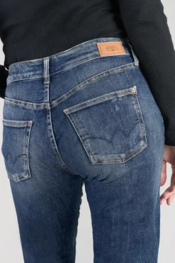 Le Temps des Cerises Bambino 400/17 Mom Taille Haute 7/8Eme Jeans Destroy Bleu N°2-Femme Coupe Mom