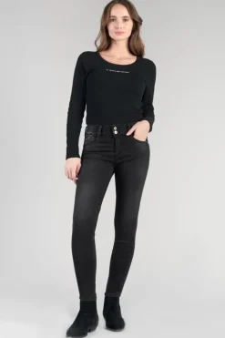 Le Temps des Cerises Bari Ultra Pulp Slim Taille Haute 7/8Eme Jeans Noir N°1-Femme Coupe Slim