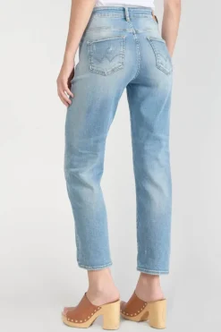Le Temps des Cerises Basic 400/17 Mom Taille Haute 7/8Eme Jeans Destroy Bleu N°4-Femme Coupe Regular