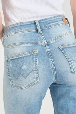 Le Temps des Cerises Basic 400/17 Mom Taille Haute 7/8Eme Jeans Destroy Bleu N°4-Femme Coupe Regular