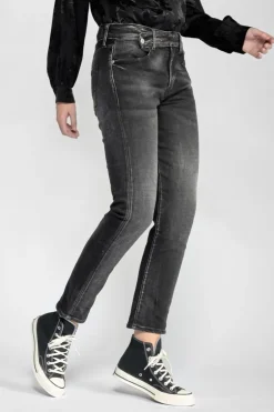 Le Temps des Cerises Basic 400/17 Mom Taille Haute 7/8Eme Jeans Noir N°1-Femme Coupe Regular