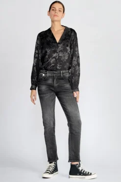 Le Temps des Cerises Basic 400/17 Mom Taille Haute 7/8Eme Jeans Noir N°1-Femme Coupe Regular