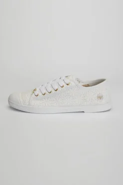 Le Temps des Cerises Baskets Basic A Dentelle Blanche-Femme Chaussures