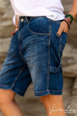Le Temps des Cerises Bermuda Charpentier En Jeans Bleu By Veronika Loubry-Femme Jupes & Shorts