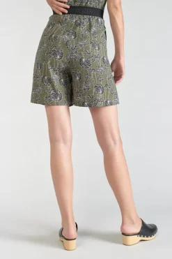 Le Temps des Cerises Bermuda Fost Kaki A Motif Fleuri-Femme Shorts & Jupes