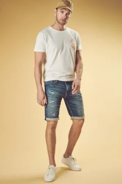 Le Temps des Cerises Bermuda Jogg Oc Bleu Delave Destroy-Homme Blue Jogg