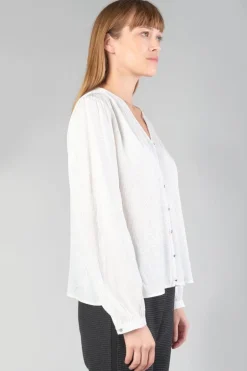 Le Temps des Cerises Blouse Frano En Jacquard Creme-Femme Tops