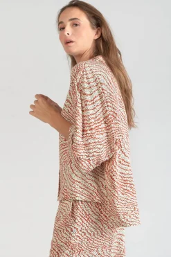 Le Temps des Cerises Blouse Freila A Motif Orange Et Noir-Femme Chemises