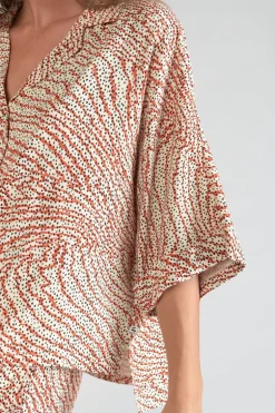 Le Temps des Cerises Blouse Freila A Motif Orange Et Noir-Femme Chemises