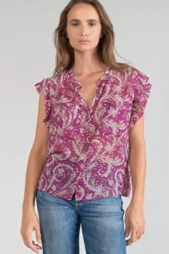 Le Temps des Cerises Blouse Suri Violine A Motif Cachemire-Femme Tops
