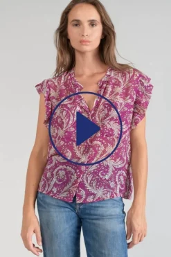 Le Temps des Cerises Blouse Suri Violine A Motif Cachemire-Femme Tops