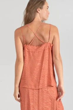 Le Temps des Cerises Caraco Ayek En Jacquard Orange Corail-Femme Tops