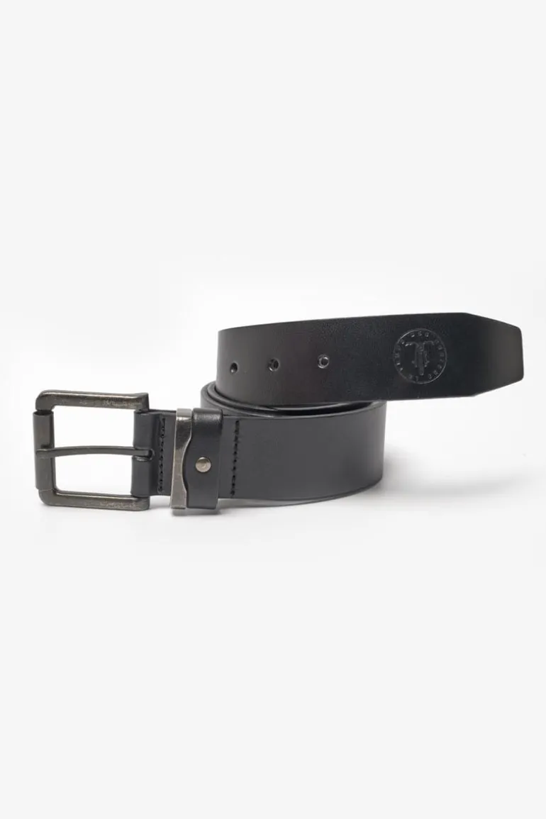 Le Temps des Cerises Ceinture Coral En Cuir Noir-Homme Ceintures