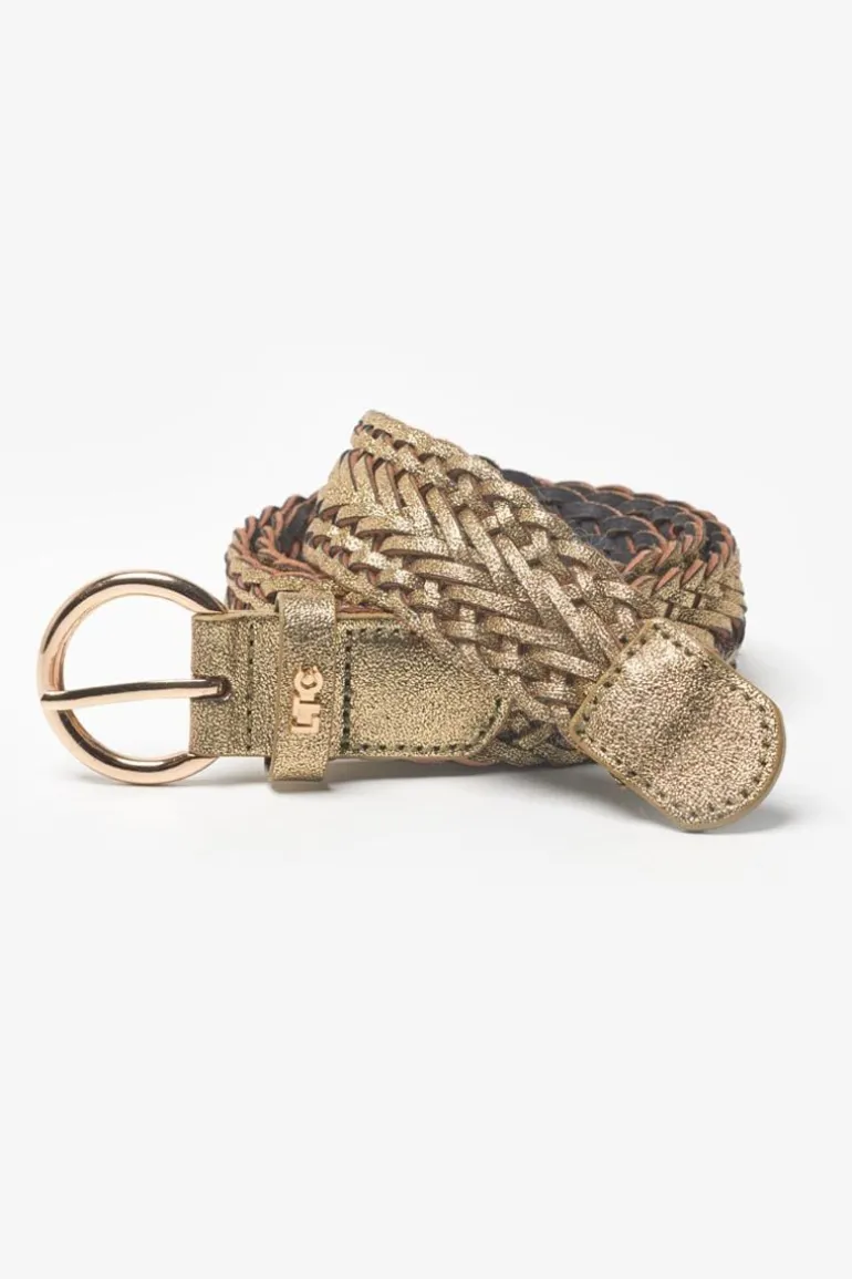 Le Temps des Cerises Ceinture En Cuir Jova Tressee Doree-Femme Ceintures