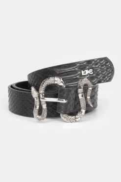 Le Temps des Cerises Ceinture Haouz A Motif Python Noir-Femme Ceintures