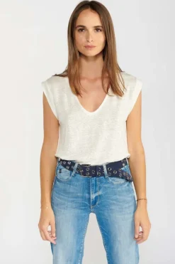 Le Temps des Cerises Ceinture Minog En Daim Bleu Marine-Femme Ceintures