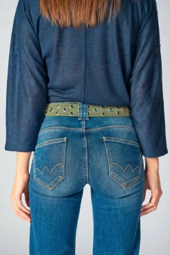 Le Temps des Cerises Ceinture Minog En Daim Kaki-Femme Ceintures