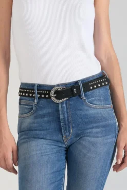 Le Temps des Cerises Ceinture Smara En Cuir Noir-Femme Ceintures