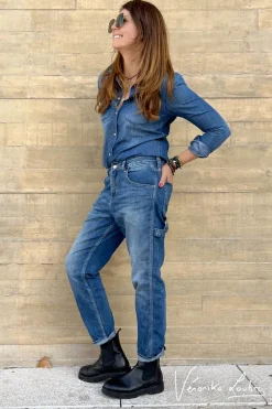 Le Temps des Cerises Charpentier Boyfit By Veronika Loubry Jeans Bleu N°2-Femme Coupe Boyfit