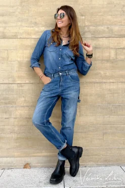 Le Temps des Cerises Charpentier Boyfit By Veronika Loubry Jeans Bleu N°2-Femme Coupe Boyfit