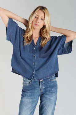 Le Temps des Cerises Chemise Alama En Tencel Bleu-Femme Chemises