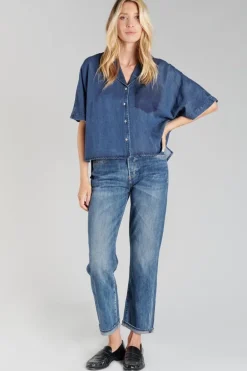 Le Temps des Cerises Chemise Alama En Tencel Bleu-Femme Chemises