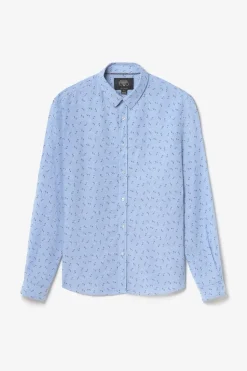 Le Temps des Cerises Chemise Arpe En Lin Melange Bleu Ciel-Homme Chemises