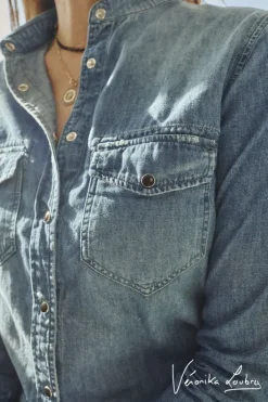 Le Temps des Cerises Chemise En Jeans Josy Bleue By Veronika Loubry-Femme Chemises Et Vestes
