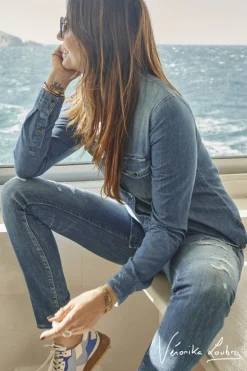 Le Temps des Cerises Chemise En Jeans Josy Bleue By Veronika Loubry-Femme Chemises Et Vestes