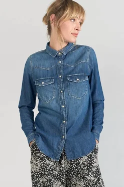 Le Temps des Cerises Chemise En Jeans Juanita Bleue-Femme Chemises Et Vestes