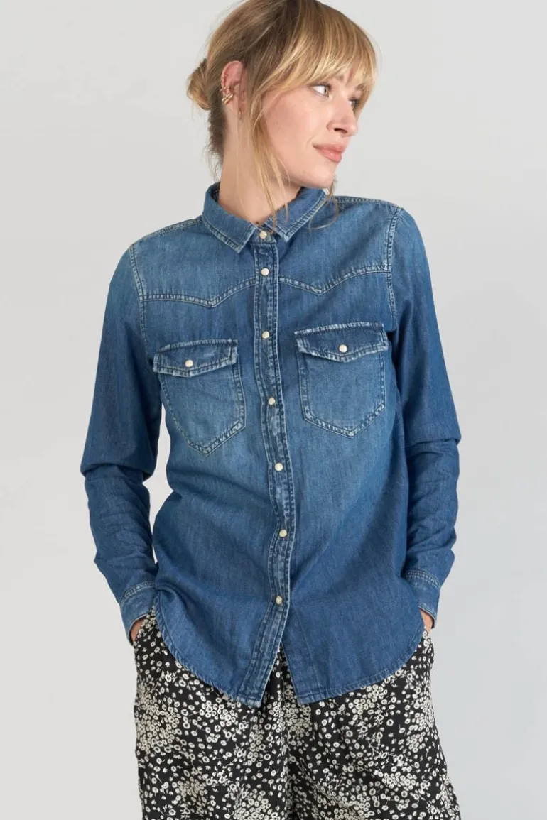 Le Temps des Cerises Chemise En Jeans Juanita Bleue-Femme Chemises Et Vestes