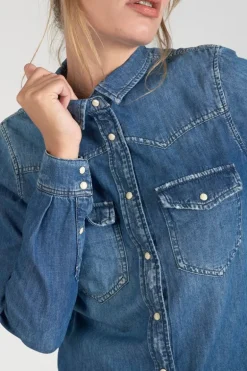 Le Temps des Cerises Chemise En Jeans Juanita Bleue-Femme Chemises Et Vestes