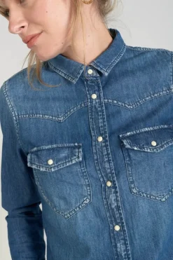 Le Temps des Cerises Chemise En Jeans Juanita Bleue-Femme Chemises Et Vestes