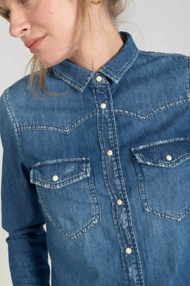 Le Temps des Cerises Chemise En Jeans Juanita Bleue-Femme Chemises Et Vestes