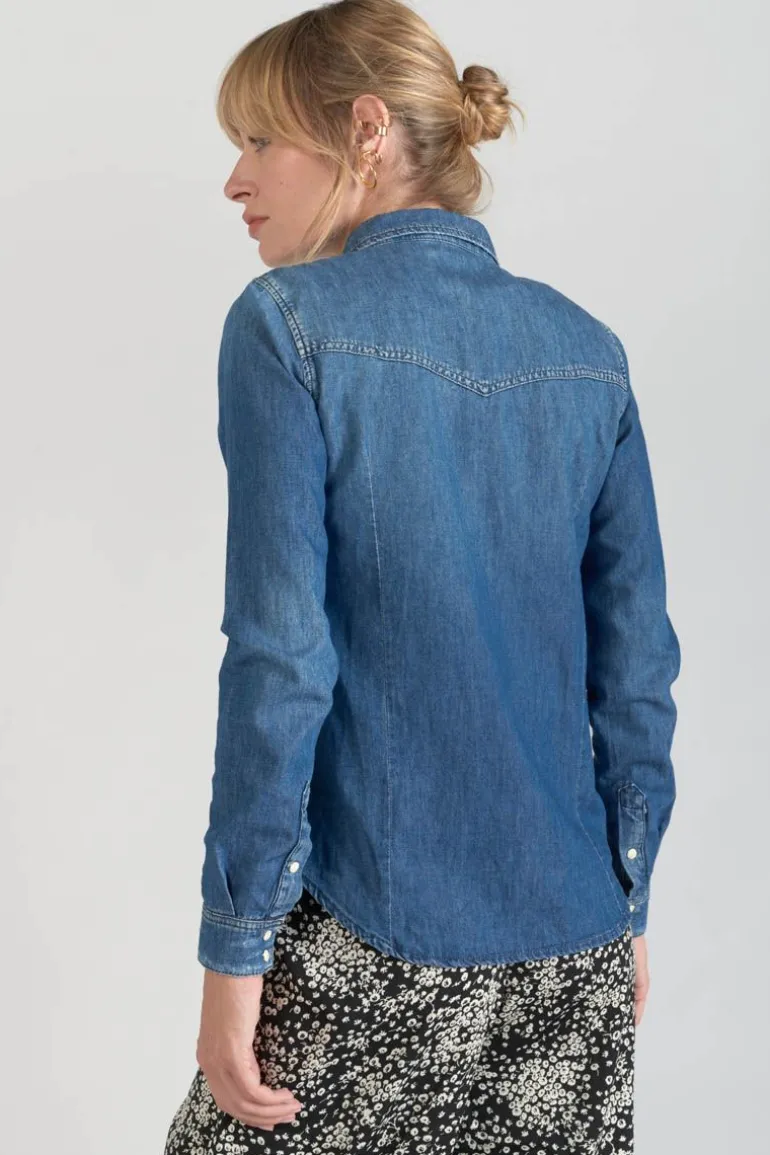 Le Temps des Cerises Chemise En Jeans Juanita Bleue-Femme Chemises Et Vestes