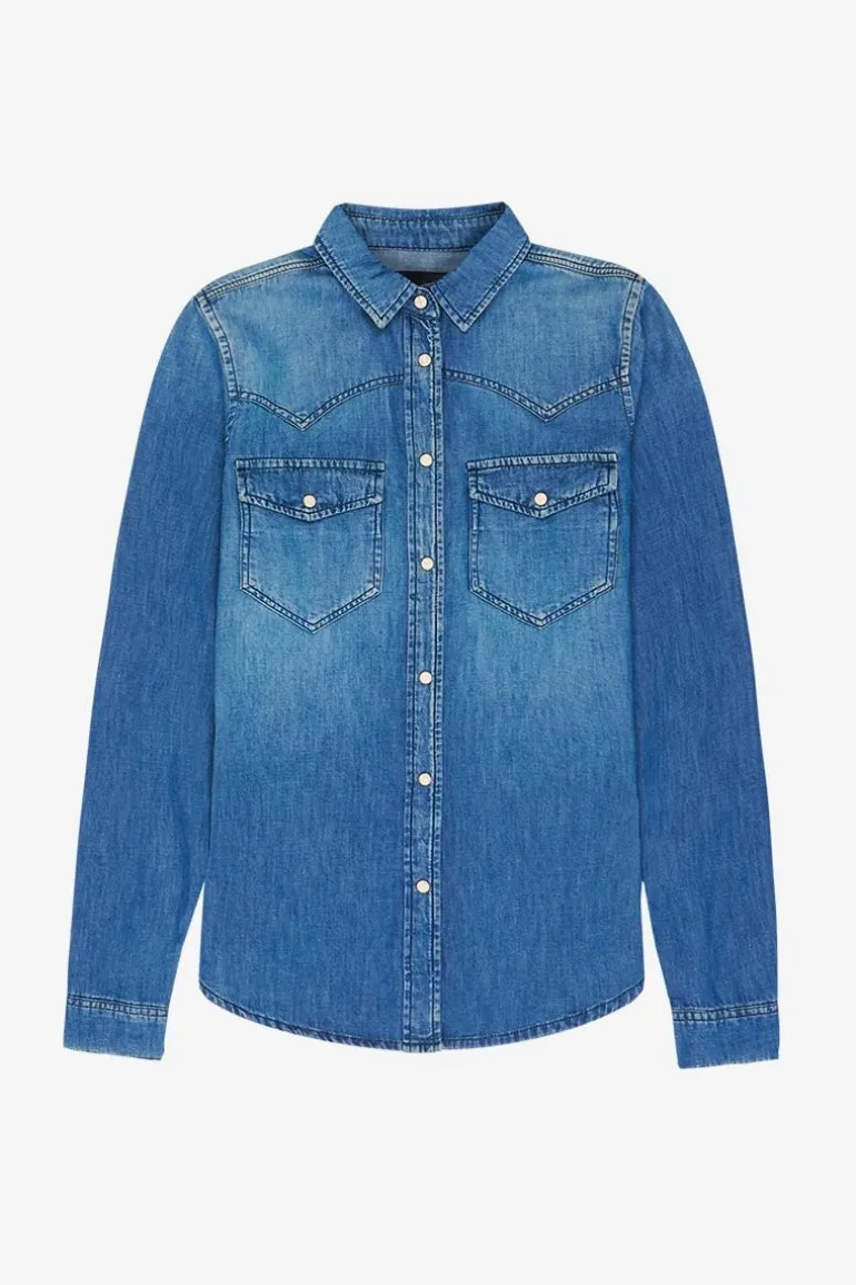 Le Temps des Cerises Chemise En Jeans Juanita Bleue-Femme Chemises Et Vestes