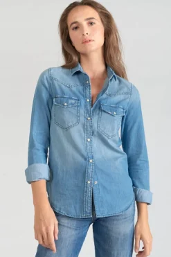 Le Temps des Cerises Chemise En Jeans Juanita Bleu Clair-Femme Chemises Et Vestes