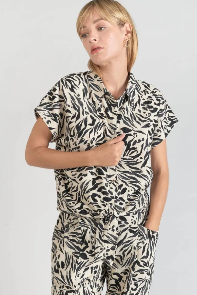 Le Temps des Cerises Chemise En Lin Melange Noor A Motif Animalier-Femme Chemises