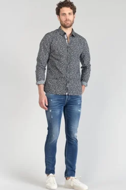 Le Temps des Cerises Chemise Fibor A Motif Fleuri Noir Et Blanc-Homme Chemises
