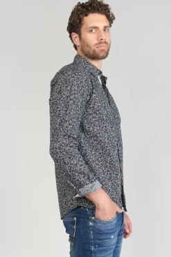 Le Temps des Cerises Chemise Fibor A Motif Fleuri Noir Et Blanc-Homme Chemises