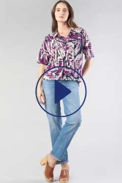 Le Temps des Cerises Chemise Gabryel A Motif Jungle Violine-Femme Chemises