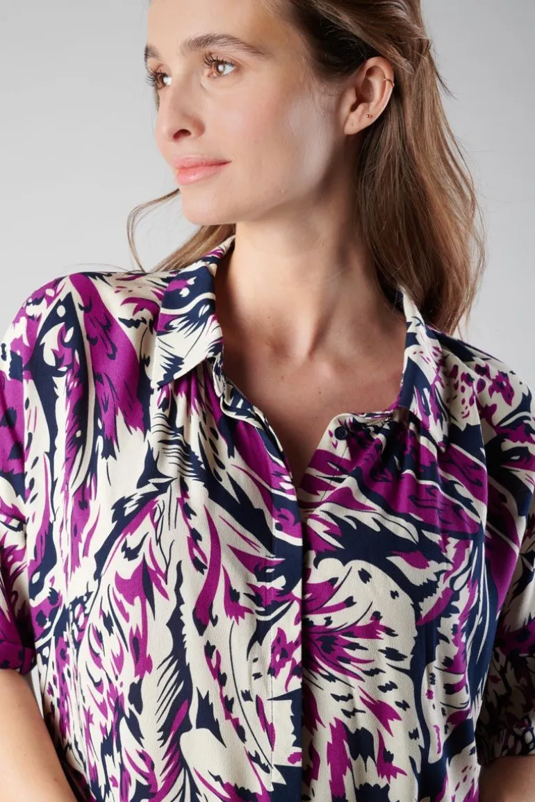 Le Temps des Cerises Chemise Gabryel A Motif Jungle Violine-Femme Chemises