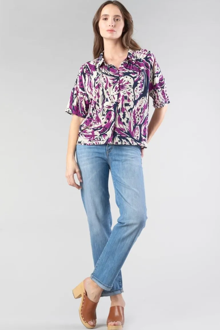 Le Temps des Cerises Chemise Gabryel A Motif Jungle Violine-Femme Chemises