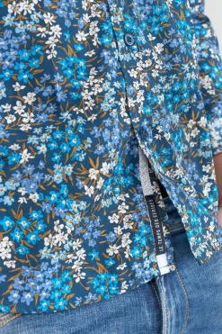 Le Temps des Cerises Chemise Griba A Motif Fleuri Bleu-Homme Chemises