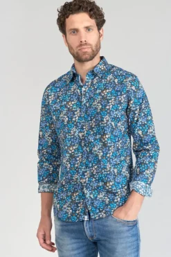 Le Temps des Cerises Chemise Griba A Motif Fleuri Bleu-Homme Chemises