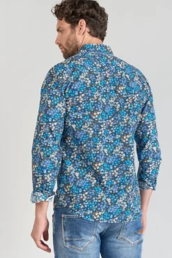 Le Temps des Cerises Chemise Griba A Motif Fleuri Bleu-Homme Chemises