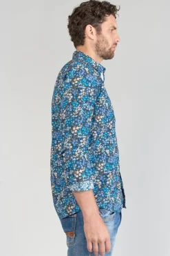 Le Temps des Cerises Chemise Griba A Motif Fleuri Bleu-Homme Chemises